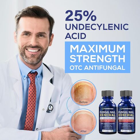 علاج فطريات أظافر القدم من PHARMBANNER قوة إضافية: 25% حمض غير ديسيلينيك لتجديد فطريات الأظافر وأصابع القدم - مجموعة معالجة فطريات الأظافر مع فرشاة ومبرد - للأظافر التي تنمو تحت الجلد وتغير اللون، عبوة من قطعتين in Kuwait