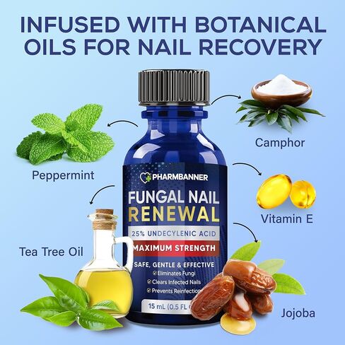 علاج فطريات أظافر القدم من PHARMBANNER قوة إضافية: 25% حمض غير ديسيلينيك لتجديد فطريات الأظافر وأصابع القدم - مجموعة معالجة فطريات الأظافر مع فرشاة ومبرد - للأظافر التي تنمو تحت الجلد وتغير اللون، عبوة من قطعتين in Kuwait