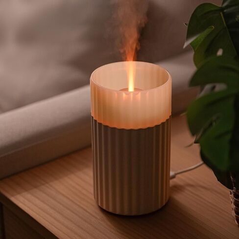 Flameless Candle Diffuser, Aromatherapy Essential Oil Diffuser Cool Mist Humidifier with Auto Off Function Electric Candles Blow Out Flame 3 Levels Light for Office Room Outdoors Camping 100ml Beige in Saudi Arabia