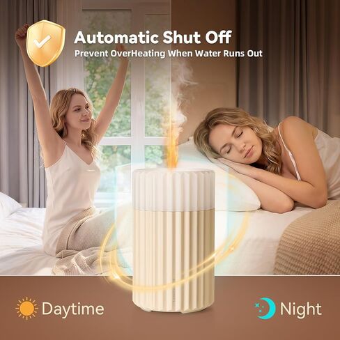 Flameless Candle Diffuser, Aromatherapy Essential Oil Diffuser Cool Mist Humidifier with Auto Off Function Electric Candles Blow Out Flame 3 Levels Light for Office Room Outdoors Camping 100ml Beige in Saudi Arabia