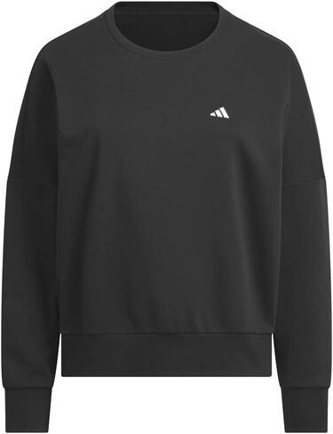 adidas Womens Essentials Feel Cozy Crew Neck Sweatshirt Plus Casual - Black in Saudi Arabia