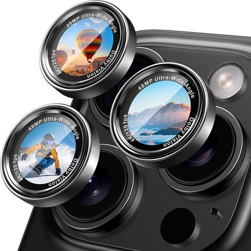 CACOE لهاتف iPhone 17 Pro Max/17 Pro/16 Pro Max/16 Pro/15 Pro Max/15 Pro/14 Pro Max/14 Pro واقي عدسة الكاميرا، [مضاد للخدش] [مقاوم للسقوط] [التصاق قوي] غطاء شاشة كاميرا (أسود) in Kuwait