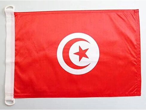 علم تونس البحري 18 × 12 بوصة - أعلام تونس 30 × 45 سم - لافتة 12 × 18 بوصة للقارب - AZ FLAG in Saudi Arabia