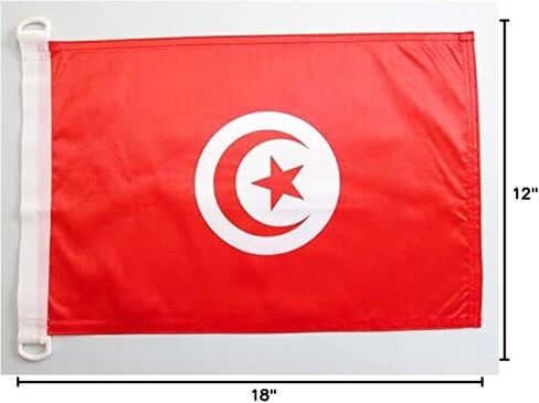 علم تونس البحري 18 × 12 بوصة - أعلام تونس 30 × 45 سم - لافتة 12 × 18 بوصة للقارب - AZ FLAG in Saudi Arabia