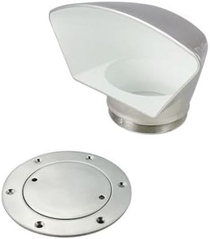 White Water White Low Profile Stainless Cowl Vent/Dorade Set (1450SK-W/6361S - Cowl Vent 3" + 2-Hole Deck Plate) in Saudi Arabia