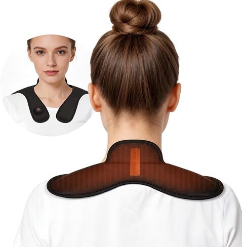 وسادة تسخين كهربائية لاسلكية للرقبة والكتف، لفافة رقبة قابلة للحمل مع 3 مستويات تسخين، دعامة تسخين صغيرة رفيعة قابلة لإعادة الشحن 4000 مللي أمبير في الساعة 30 دقيقة إيقاف تلقائي (أسود) in Kuwait