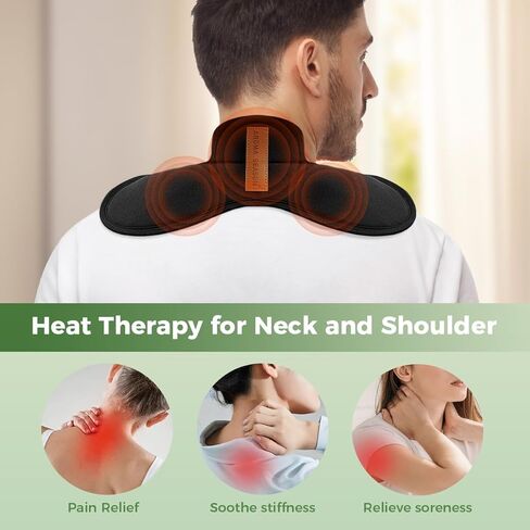 وسادة تسخين كهربائية لاسلكية للرقبة والكتف، لفافة رقبة قابلة للحمل مع 3 مستويات تسخين، دعامة تسخين صغيرة رفيعة قابلة لإعادة الشحن 4000 مللي أمبير في الساعة 30 دقيقة إيقاف تلقائي (أسود) in Kuwait