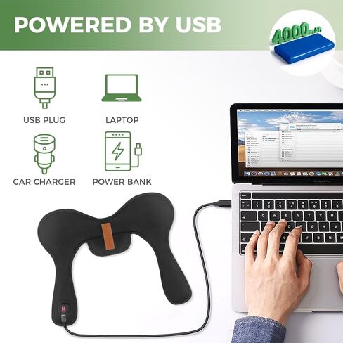 وسادة تسخين كهربائية لاسلكية للرقبة والكتف، لفافة رقبة قابلة للحمل مع 3 مستويات تسخين، دعامة تسخين صغيرة رفيعة قابلة لإعادة الشحن 4000 مللي أمبير في الساعة 30 دقيقة إيقاف تلقائي (أسود) in Kuwait