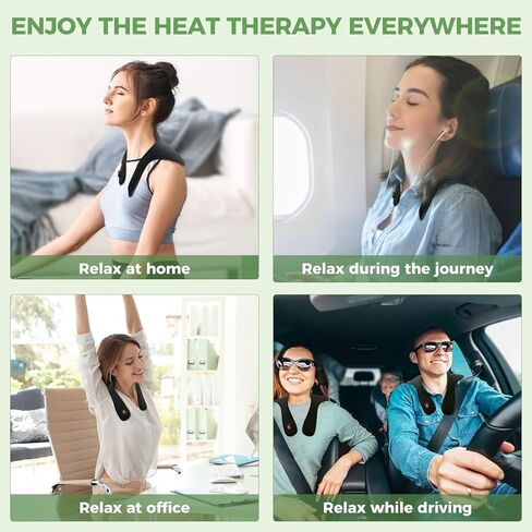 وسادة تسخين كهربائية لاسلكية للرقبة والكتف، لفافة رقبة قابلة للحمل مع 3 مستويات تسخين، دعامة تسخين صغيرة رفيعة قابلة لإعادة الشحن 4000 مللي أمبير في الساعة 30 دقيقة إيقاف تلقائي (أسود) in Kuwait