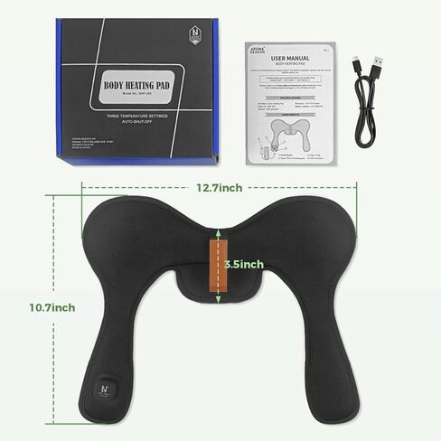 وسادة تسخين كهربائية لاسلكية للرقبة والكتف، لفافة رقبة قابلة للحمل مع 3 مستويات تسخين، دعامة تسخين صغيرة رفيعة قابلة لإعادة الشحن 4000 مللي أمبير في الساعة 30 دقيقة إيقاف تلقائي (أسود) in Kuwait