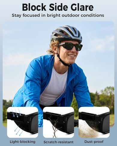 ملحقات دروع جانبية لنظارات السلامة متوافقة مع RayBan/Oakley Meta (Gen 1/2) Wayfarer Headliner Skyler HSTN، حاجبات الضوء المصنوعة من السيليكون المضادة للانزلاق، مخفف الوهج الخفيف للغاية لركوب الدراجات في الهواء الطلق in Saudi Arabia