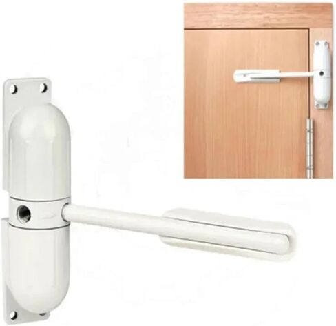 1pcs Zinc Alloy Adjustable Surface Mounted Door Closer Fire Rated Stopper Hardware(White) in Kuwait