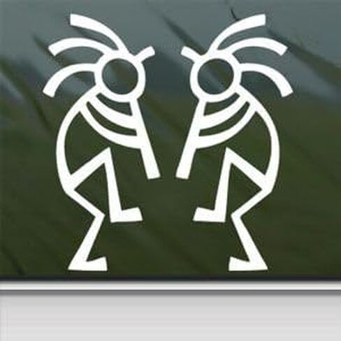ملصق أبيض للاعبي الفلوت من Southwestern Kokopelli ملصق هاواي الأبيض لنافذة السيارة على الحائط لجهاز Macbook Notebook والكمبيوتر المحمول in Saudi Arabia