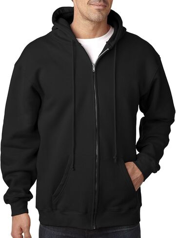 Bayside Adult Full Zip Hooded Sweatshirt, Large, BLACK in Saudi Arabia