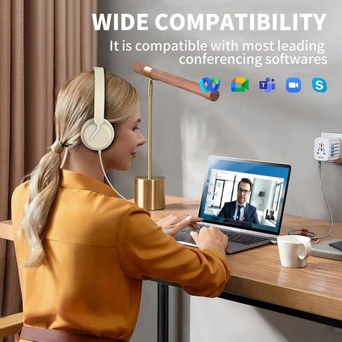 سماعة رأس USB مع ميكروفون للكمبيوتر الشخصي، سماعة كمبيوتر مع ميكروفون عازل للضوضاء لأجهزة الكمبيوتر المحمول، أدوات التحكم في كتم الصوت، سماعة رأس سلكية للعمل من المنزل/المكتب/مركز الاتصال/الفرق/التكبير/التصغير in Kuwait