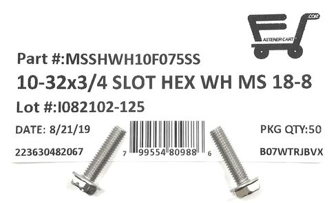 10-32X3/4 Slotted Hex Washer Head Machine Screws 18-8 Stainless Steel (50 Pcs) in Saudi Arabia