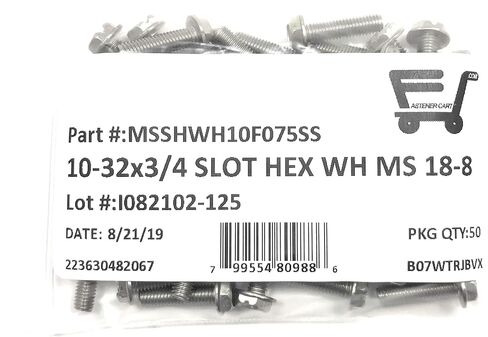 10-32X3/4 Slotted Hex Washer Head Machine Screws 18-8 Stainless Steel (50 Pcs) in Saudi Arabia