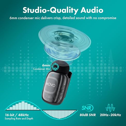 Movo NanoMic Dual Lightning Wireless Microphone for iPhone 14 and Below– Lavalier Mic for iPhone, Great for Vlogging, TikTok, Content Creation w/WMX-HM2 Wireless Handle in Saudi Arabia