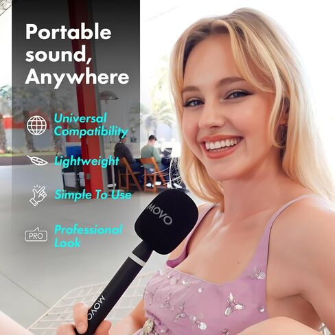 Movo NanoMic Dual Lightning Wireless Microphone for iPhone 14 and Below– Lavalier Mic for iPhone, Great for Vlogging, TikTok, Content Creation w/WMX-HM2 Wireless Handle in Saudi Arabia