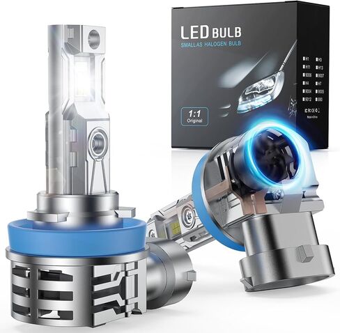 [ترقية 2025] لمبات LED H 11 [الأحدث والألمع] 50000 لومن 800% فائقة السطوع 1: 1 لمبة إضاءة ضباب صغيرة الحجم، مطلوب محول، 6500 ك أبيض، حزمة من 2 in Saudi Arabia