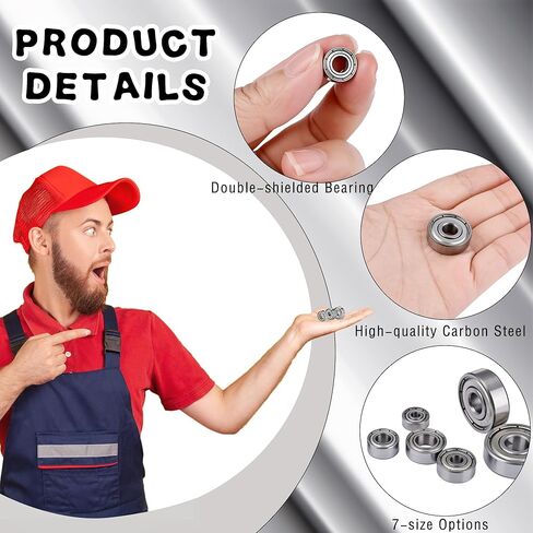 70 Pcs Ball Bearings Assortment Kit 608ZZ/ 693ZZ/ 623ZZ/ 624ZZ/ 685ZZ/ 687ZZ/ 627ZZ Double Metal Sealed Deep Groove Bearings for Wheel Skateboards 3D Printer in Saudi Arabia