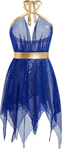 ODASDO Glitter Sequin Praise Dance Costume Overlay Dresses for Women Liturgical Dancewear Worship Asymmetrical Tunic Tank Top in Saudi Arabia