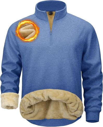 MAGCOMSEN Men's Quarter Zip Pullover Heavyweight Sherpa Lined Sweatshirt Warm Fleece 1/4 Pullover Winter Golf Casual in Saudi Arabia