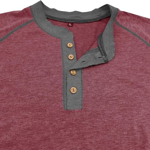 Mens Color Block Henley Sweatshirt Long Sleeve Crewneck Contrast Panel Breathable Base Layer for Fall Winter Work and Travel in Saudi Arabia