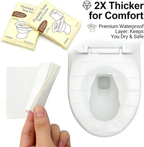 Khaki Flushable Disposable Toilet Seat Covers Thickened Waterproof Pad Travel Bathroom Protectors Public Restroom (Pack of 20) in Saudi Arabia