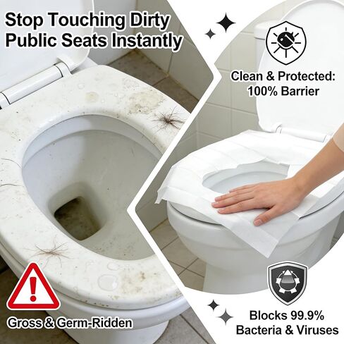 Khaki Flushable Disposable Toilet Seat Covers Thickened Waterproof Pad Travel Bathroom Protectors Public Restroom (Pack of 20) in Saudi Arabia