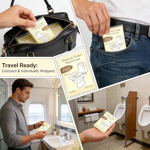 Khaki Flushable Disposable Toilet Seat Covers Thickened Waterproof Pad Travel Bathroom Protectors Public Restroom (Pack of 20) in Saudi Arabia
