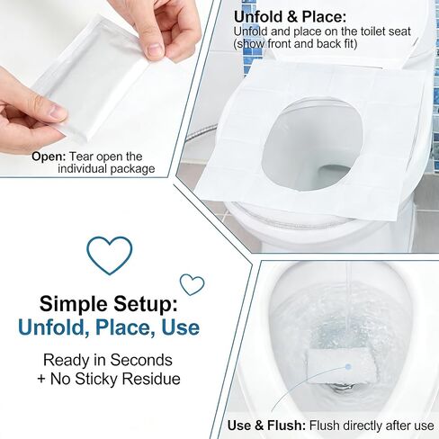 Khaki Flushable Disposable Toilet Seat Covers Thickened Waterproof Pad Travel Bathroom Protectors Public Restroom (Pack of 20) in Saudi Arabia