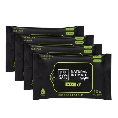 Pee Safe Intimate Wipes for Men, Biodegradable, pH balanced - 40 Wipes (Pack of 4) in Saudi Arabia