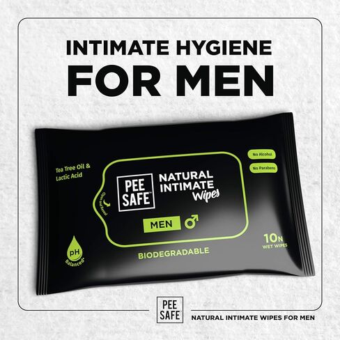 Pee Safe Intimate Wipes for Men, Biodegradable, pH balanced - 40 Wipes (Pack of 4) in Saudi Arabia