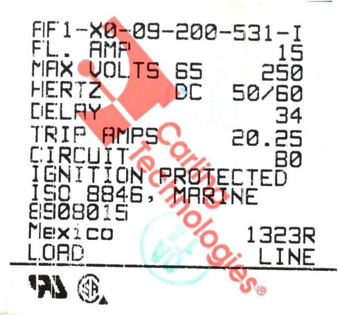 مفتاح هزاز لقواطع القوارب من كارلينج AF1-X0-09-200-531-I | 15 أمبير 250 فولت in Saudi Arabia