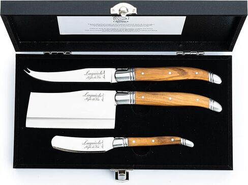 Laguiole Style de Vie Cheese knives, Luxury Line, 3 pieces, Olive Wood, in giftbox in Kuwait