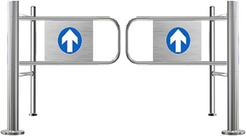 بوابة أمان للإغلاق التلقائي لمحلات السوبر ماركت حاجز معدني متأرجح بزاوية 90 درجة مع باب وصول آمن للدرابزين لمتاجر البيع بالتجزئة (فضي/أسود 140 × 99 سم) in Kuwait