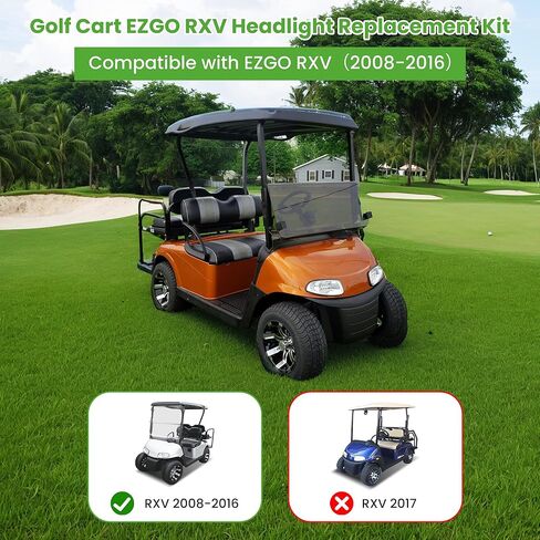 طقم إضاءة لرأس عربة الجولف 10L0L لعربة الجولف بالغاز والكهرباء EZGO RXV 2008-2015 - جانب السائق الأمامي وجانب الركاب يستبدلان مجموعة أدوات المصابيح الأمامية 12 فولت، متضمن موصل 3 دبابيس in Saudi Arabia