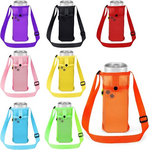 Tessco for you Water Bottle Sling Holder with Adjustable Shoulder Strap Water Bottle Mesh Carrier Bag Sleeve Pouch Holder for Walking Sports in Kuwait