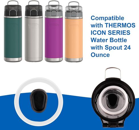مجموعة الحشية البديلة وسدادة التسرب المتوافقة مع سلسلة THERMOS ICON SERIES، وزجاجة مياه سعة 24 أونصة مع صنبور، و3 حشوات بديلة و3 سدادات للتسرب in Kuwait