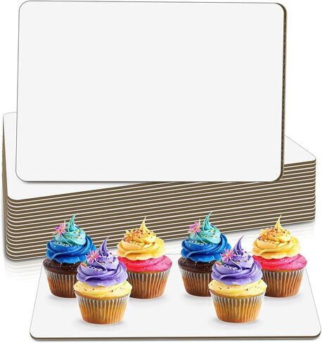 15 Pack White Cake Boards Rectangle, 13.75x9.75 Inches Quarter Sheet Cake Cardboard, Sturdy Greaseproof Pad for Pizza, Desserts in Saudi Arabia