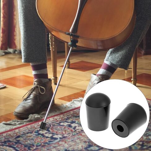QWORK Cello Endpin Anchor Non Slip Stopper, 2 Pcs Adjustable Strap 14-27 in with D-Ring Metal & Rubber End Pin Protector Tips, Antiskid Device for Cello Practice Stage in Saudi Arabia