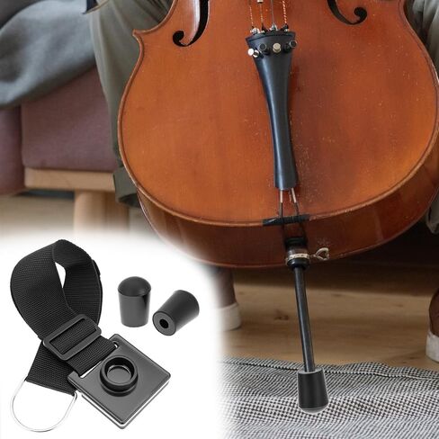 QWORK Cello Endpin Anchor Non Slip Stopper, 2 Pcs Adjustable Strap 14-27 in with D-Ring Metal & Rubber End Pin Protector Tips, Antiskid Device for Cello Practice Stage in Saudi Arabia