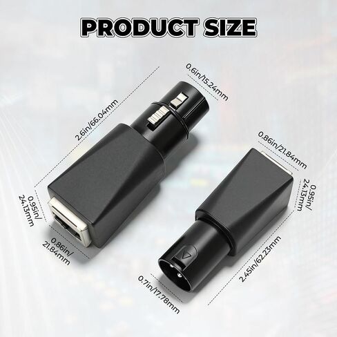 4 PCS DMX to RJ45 Connector Male/Fmale 3-Pin XLR Adapter Plug, This Adapter Can Use Any Cat-5 Ethernet Cable As A Dmx512 Cable, Black in Saudi Arabia