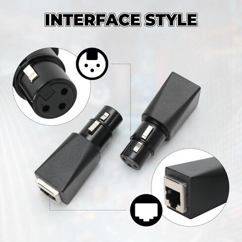 4 PCS DMX to RJ45 Connector Male/Fmale 3-Pin XLR Adapter Plug, This Adapter Can Use Any Cat-5 Ethernet Cable As A Dmx512 Cable, Black in Saudi Arabia