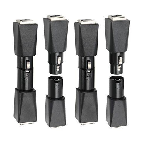 4 PCS DMX to RJ45 Connector Male/Fmale 3-Pin XLR Adapter Plug, This Adapter Can Use Any Cat-5 Ethernet Cable As A Dmx512 Cable, Black in Saudi Arabia