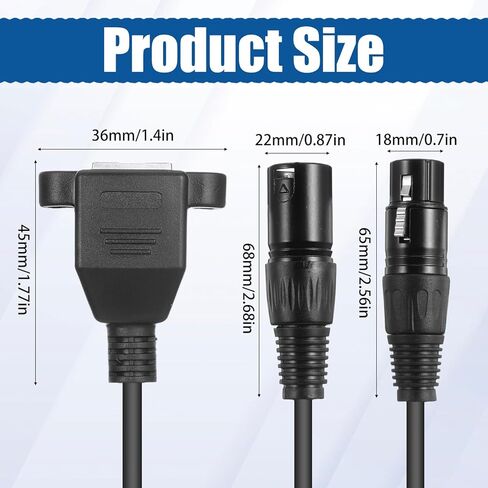 كابل محول أنثى XLR 3pin إلى RJ45، زوج واحد من موصل إيثرنت XLR ذكر إلى RJ45 موصل شبكة DMX تمديد إيثرنت لإضاءة LED ومكبرات الصوت والخلاطات والآلات الموسيقية، 1.1 قدم in Saudi Arabia