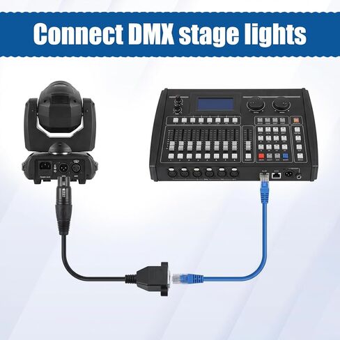 كابل محول أنثى XLR 3pin إلى RJ45، زوج واحد من موصل إيثرنت XLR ذكر إلى RJ45 موصل شبكة DMX تمديد إيثرنت لإضاءة LED ومكبرات الصوت والخلاطات والآلات الموسيقية، 1.1 قدم in Saudi Arabia