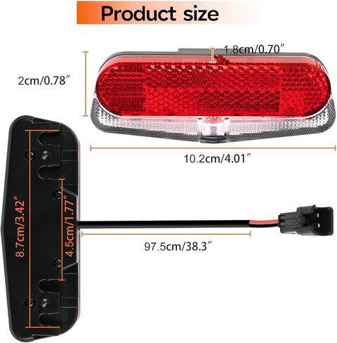 ضوء خلفي متوافق مع Ebike | 10V-60V SM موصل مقاوم للماء ضوء الفرامل LED ث / 38.3 "كابل | ضوء تحذير السلامة عالية السطوع لمحركات BAFANG منتصف / المحور | ملحقات الدراجة ركوب الليل in Kuwait
