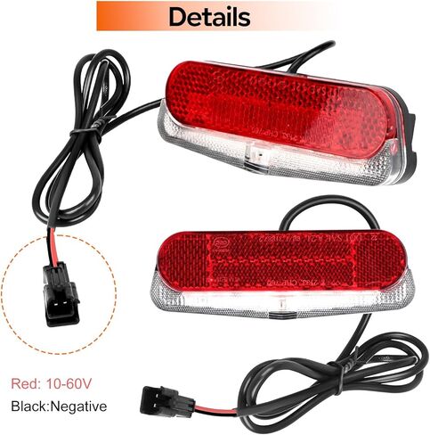 ضوء خلفي متوافق مع Ebike | 10V-60V SM موصل مقاوم للماء ضوء الفرامل LED ث / 38.3 "كابل | ضوء تحذير السلامة عالية السطوع لمحركات BAFANG منتصف / المحور | ملحقات الدراجة ركوب الليل in Kuwait